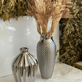 Vaso Decorativo Redondo Cromado 34cm - Ela Decora