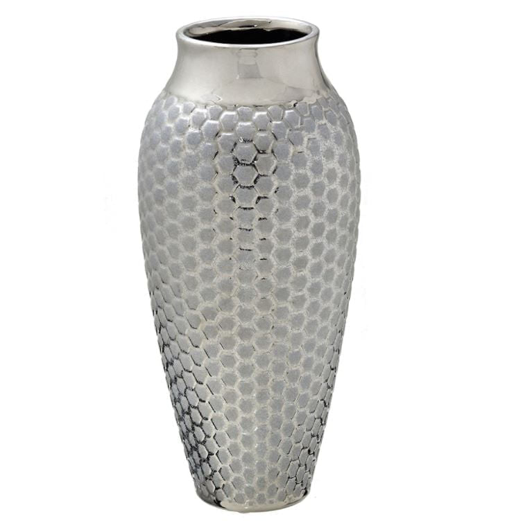 Vaso Decorativo Redondo Cromado 34cm - Ela Decora