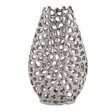 Vaso Decorativo Vazado Cromado 34cm - Ela Decora