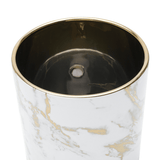 Vaso em Cerâmica Branco com Dourado 15 x 15cm - Ela Decora