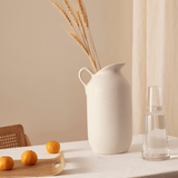 Vaso em Cerâmica com Alça Branca 32cm - Ela Decora