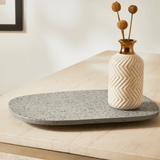 Vaso em Cerâmica com Ranhuras Bege e Dourado 14cm - Ela Decora