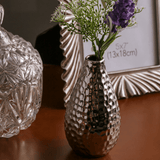 Vaso em Cerâmica Prateado 8 x 14 cm - Ela Decora