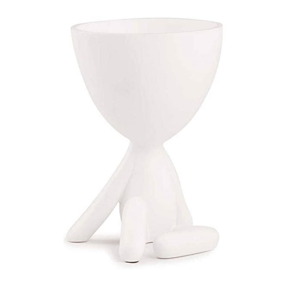 Vaso Em Poliresina Bob Sentado Com Uma Perna Levantada Branco - Ela Decora