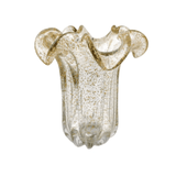 Vaso Murano Alto de Vidro Transparente e Dourado 24cm - Ela Decora