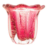 Vaso Murano de Vidro Italy Rosa e Dourado 12cm x 11cm - Ela Decora