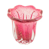 Vaso Murano de Vidro Italy Rosa e Dourado 12cm x 11cm - Ela Decora