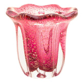 Vaso Murano de Vidro Italy Rosa e Dourado 12cm x 11cm - Ela Decora