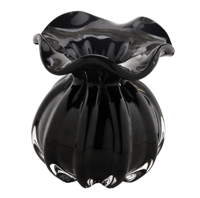 Vaso Murano de Vidro Preto 11cm - Ela Decora