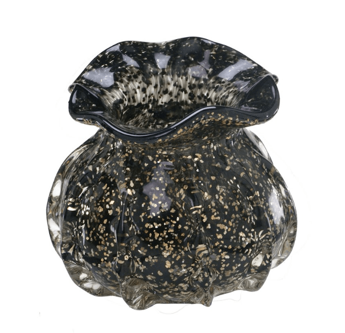 Vaso Murano de Vidro Preto 12,5cm - Ela Decora