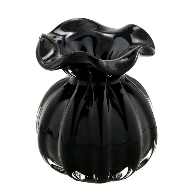Vaso Murano de Vidro Preto 12,5cm - Ela Decora