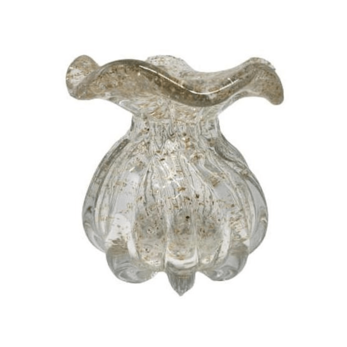 Vaso Murano de Vidro Transparente e Dourado 13,5cm - Ela Decora