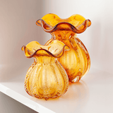Vaso Murano Trouxinha de Vidro Italy Âmbar 11 cm - Ela Decora