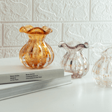Vaso Murano Trouxinha de Vidro Italy Âmbar e Dourado 11 cm x 10 cm - Ela Decora