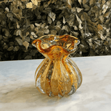 Vaso Murano Trouxinha de Vidro Italy Âmbar e Dourado 11 cm x 10 cm - Ela Decora