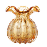 Vaso Murano Trouxinha de Vidro Italy Âmbar e Dourado 17cm - Ela Decora