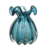 Vaso Murano Trouxinha de Vidro Italy Azul e Rosé 17cm - Ela Decora