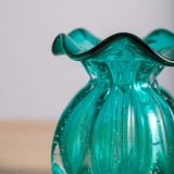 Vaso Murano Trouxinha de Vidro Italy Azul Verde Tiffany 13 cm - Ela Decora