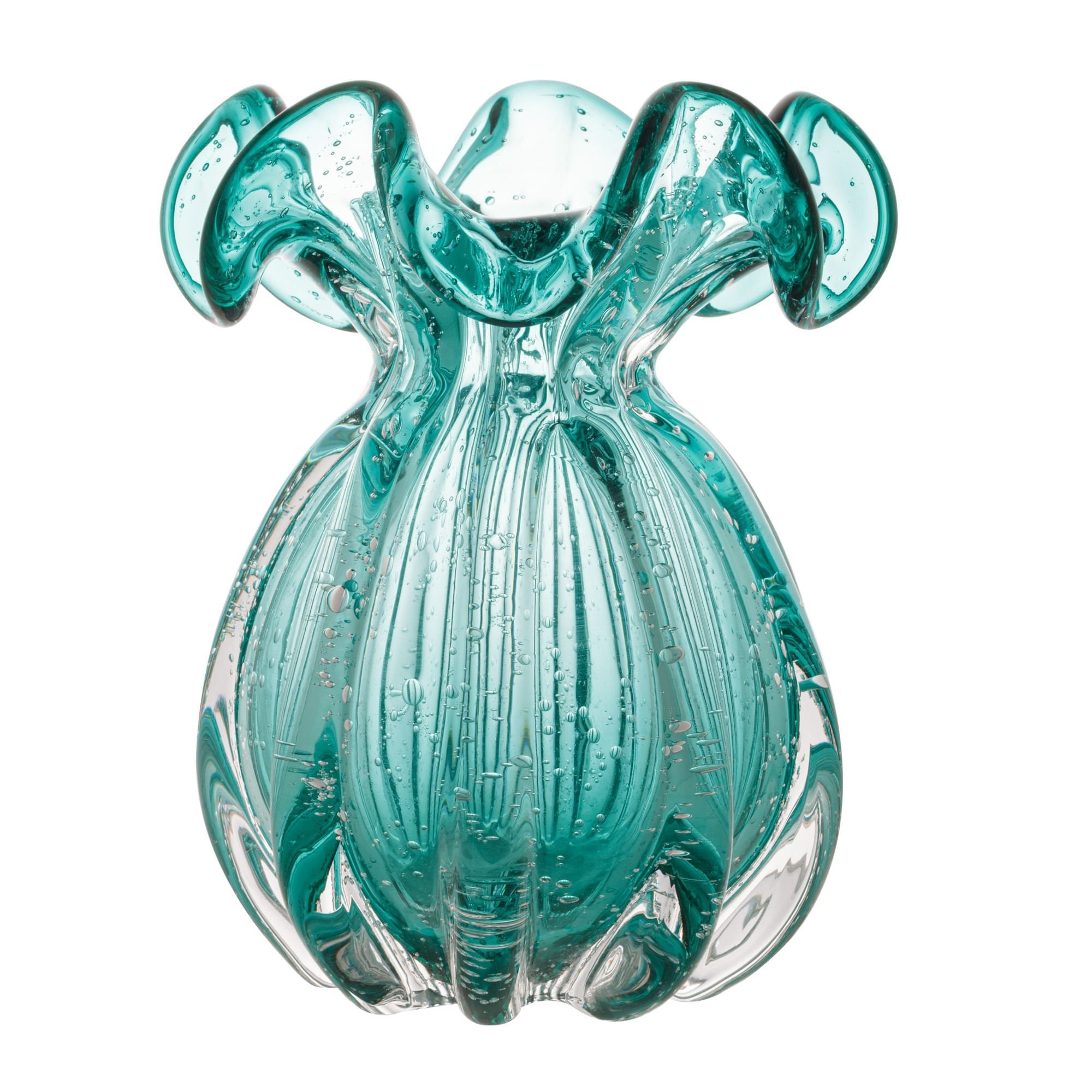 Vaso Murano Trouxinha de Vidro Italy Azul Verde Tiffany 17cm - Ela Decora