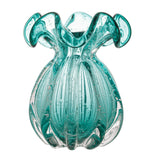 Vaso Murano Trouxinha de Vidro Italy Azul Verde Tiffany 17cm - Ela Decora