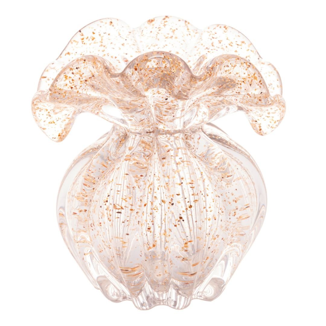 Vaso Murano Trouxinha de Vidro Italy Dourado 16cm - Ela Decora