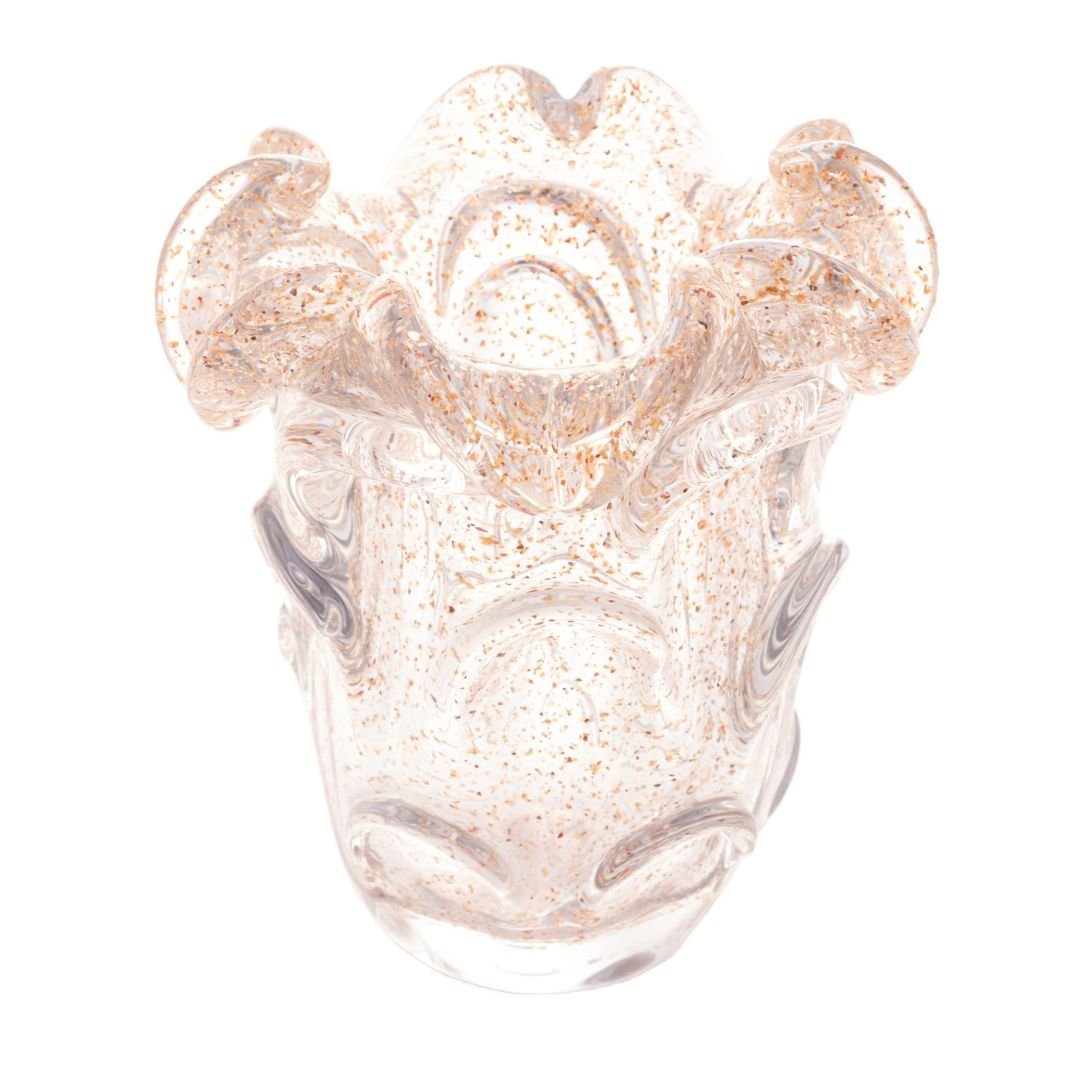 Vaso Murano Trouxinha de Vidro Italy Dourado 16cm - Ela Decora
