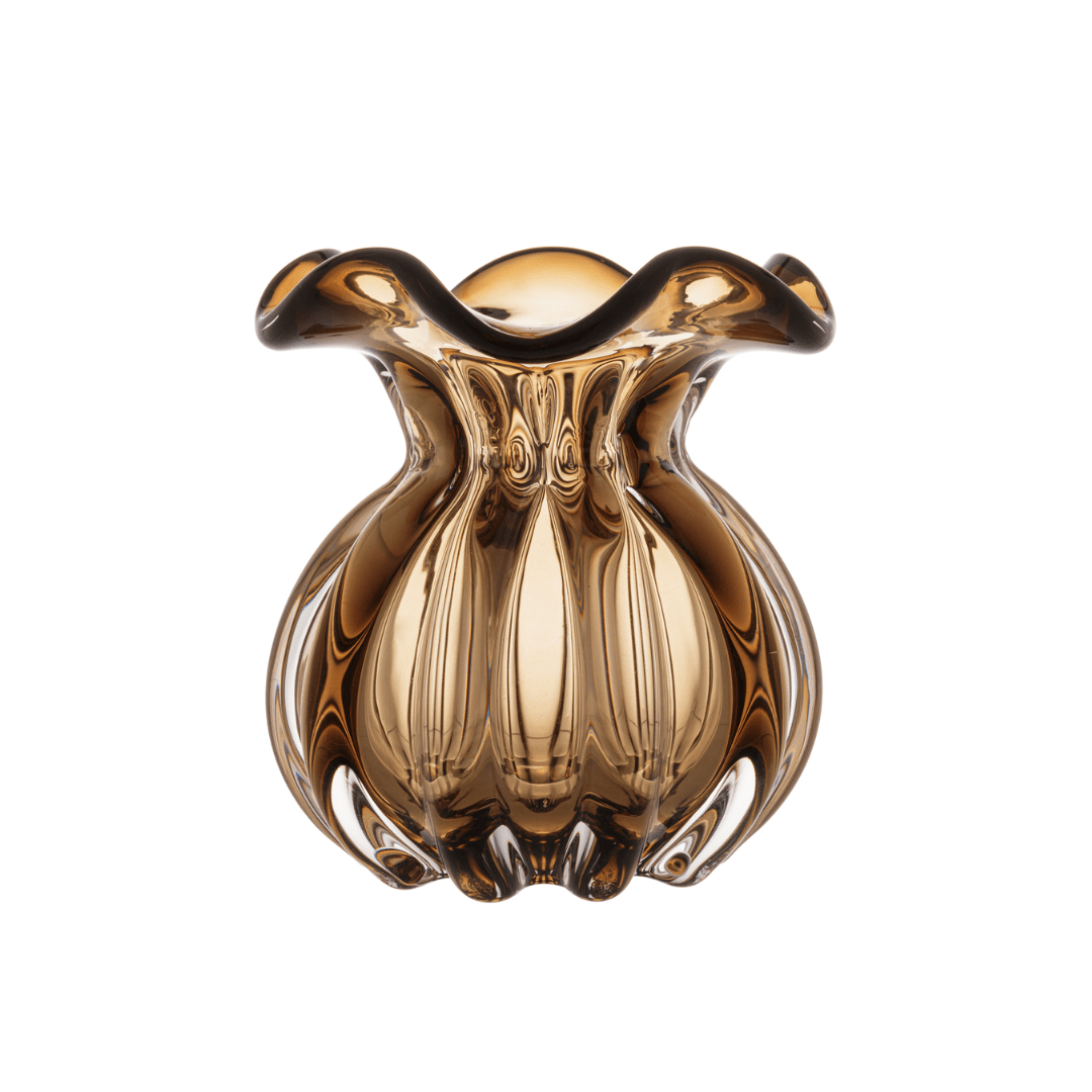 Vaso Murano Trouxinha de Vidro Italy Marrom 11 cm - Ela Decora