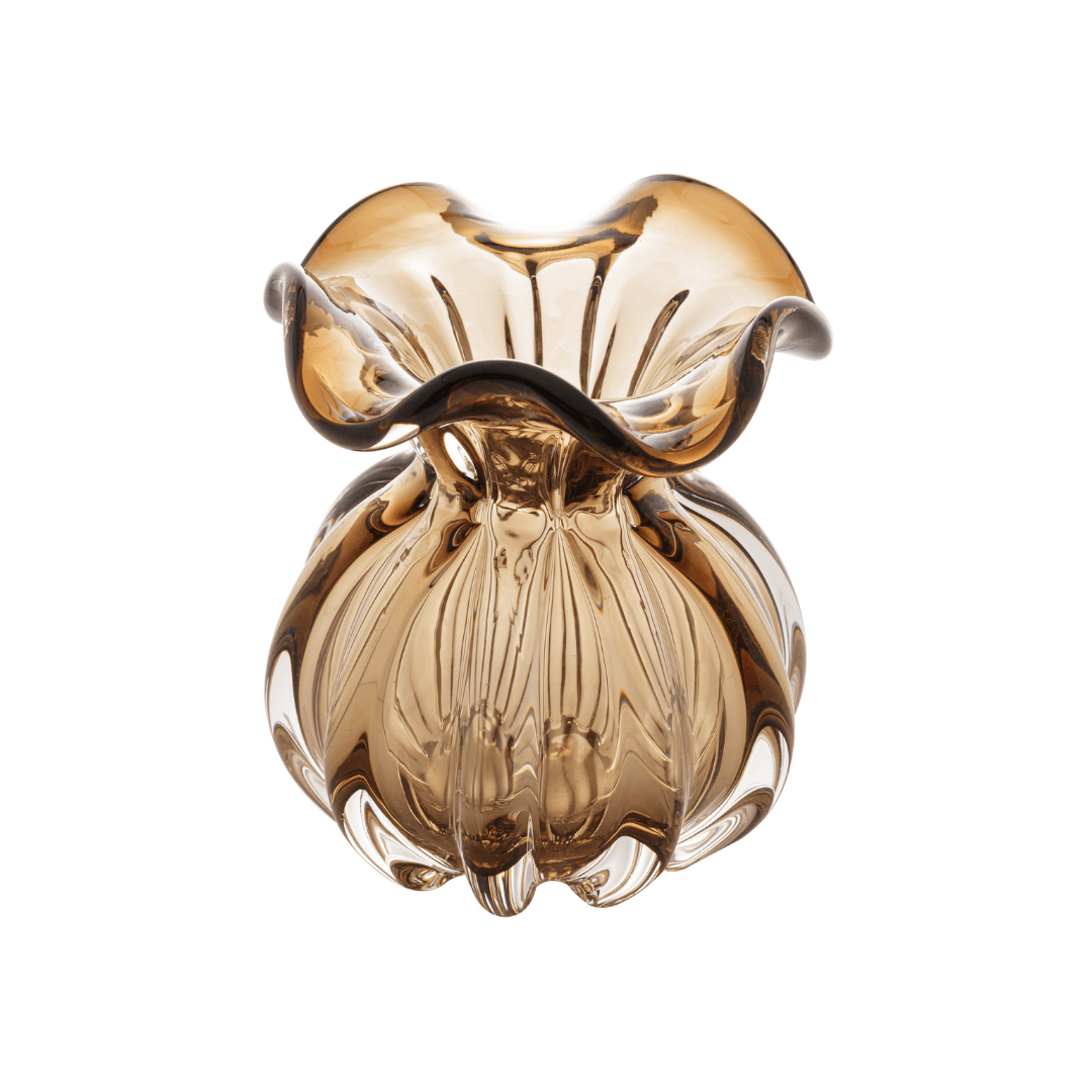 Vaso Murano Trouxinha de Vidro Italy Marrom 13 cm - Ela Decora