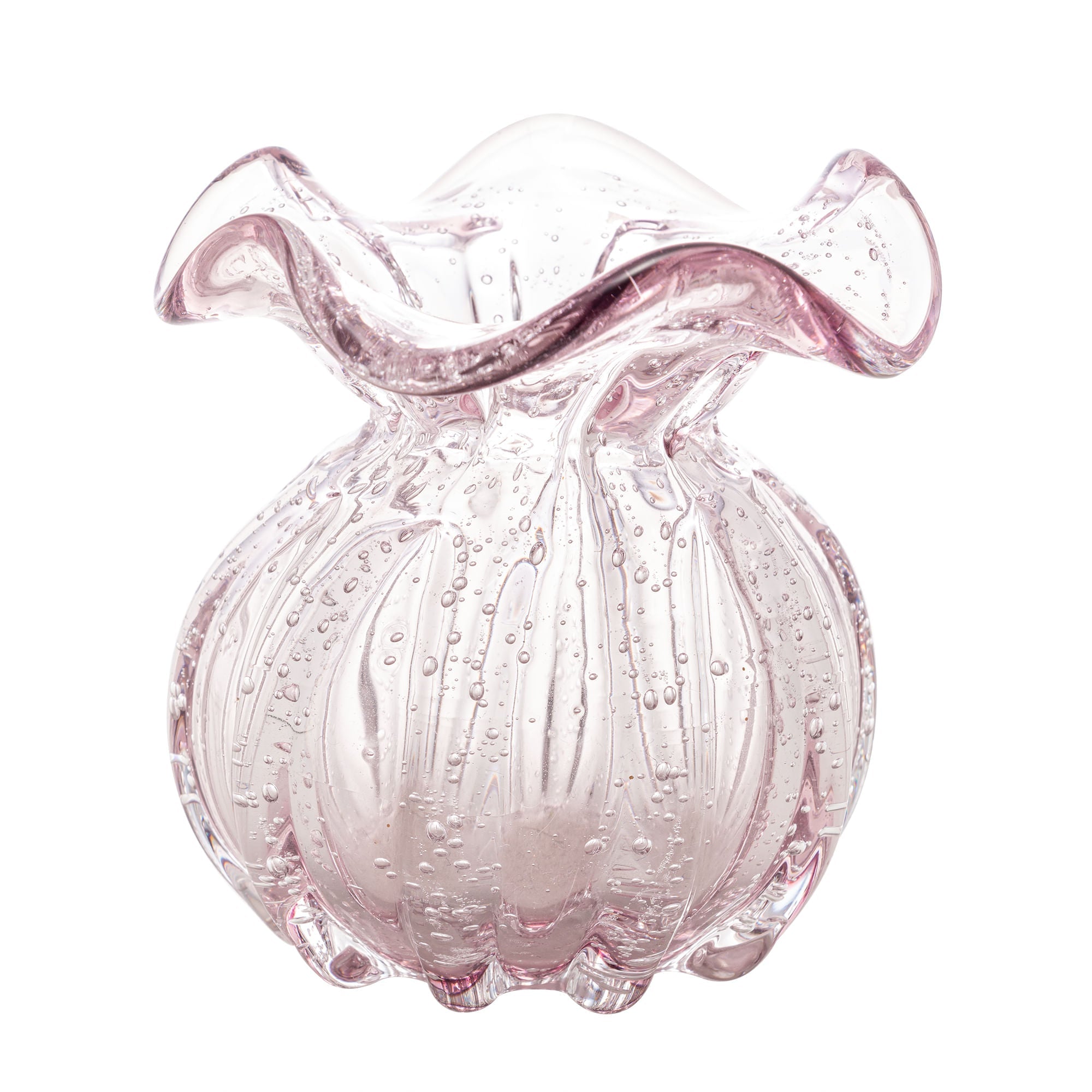 Vaso Murano Trouxinha de Vidro Italy Rosa Claro 11cm - Ela Decora