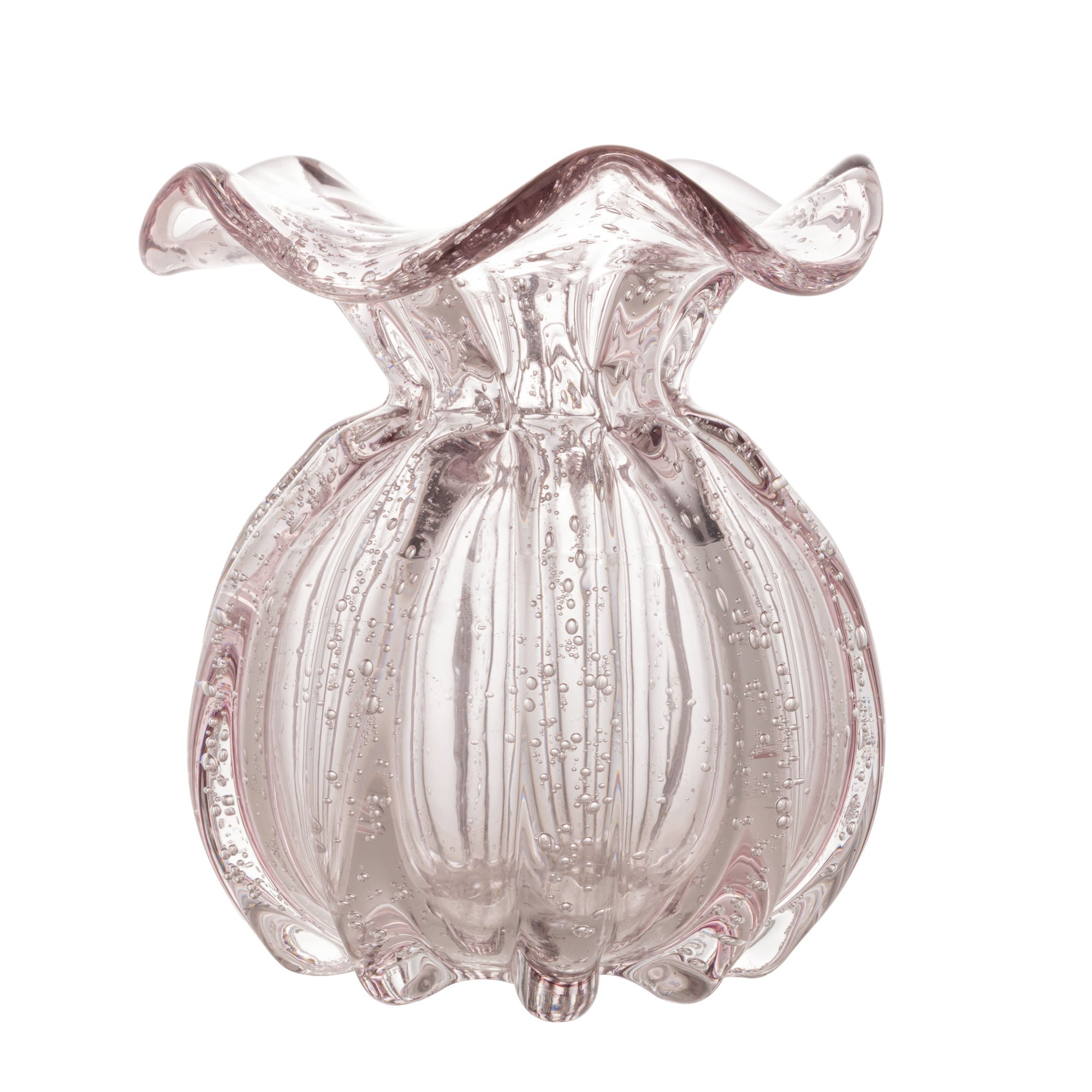 Vaso Murano Trouxinha de Vidro Italy Rosa Claro 13cm - Ela Decora