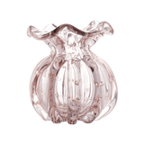 Vaso Murano Trouxinha de Vidro Italy Rosa Claro e Dourado 13cm - Ela Decora