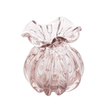 Vaso Murano Trouxinha de Vidro Italy Rosa Claro e Dourado 13cm - Ela Decora