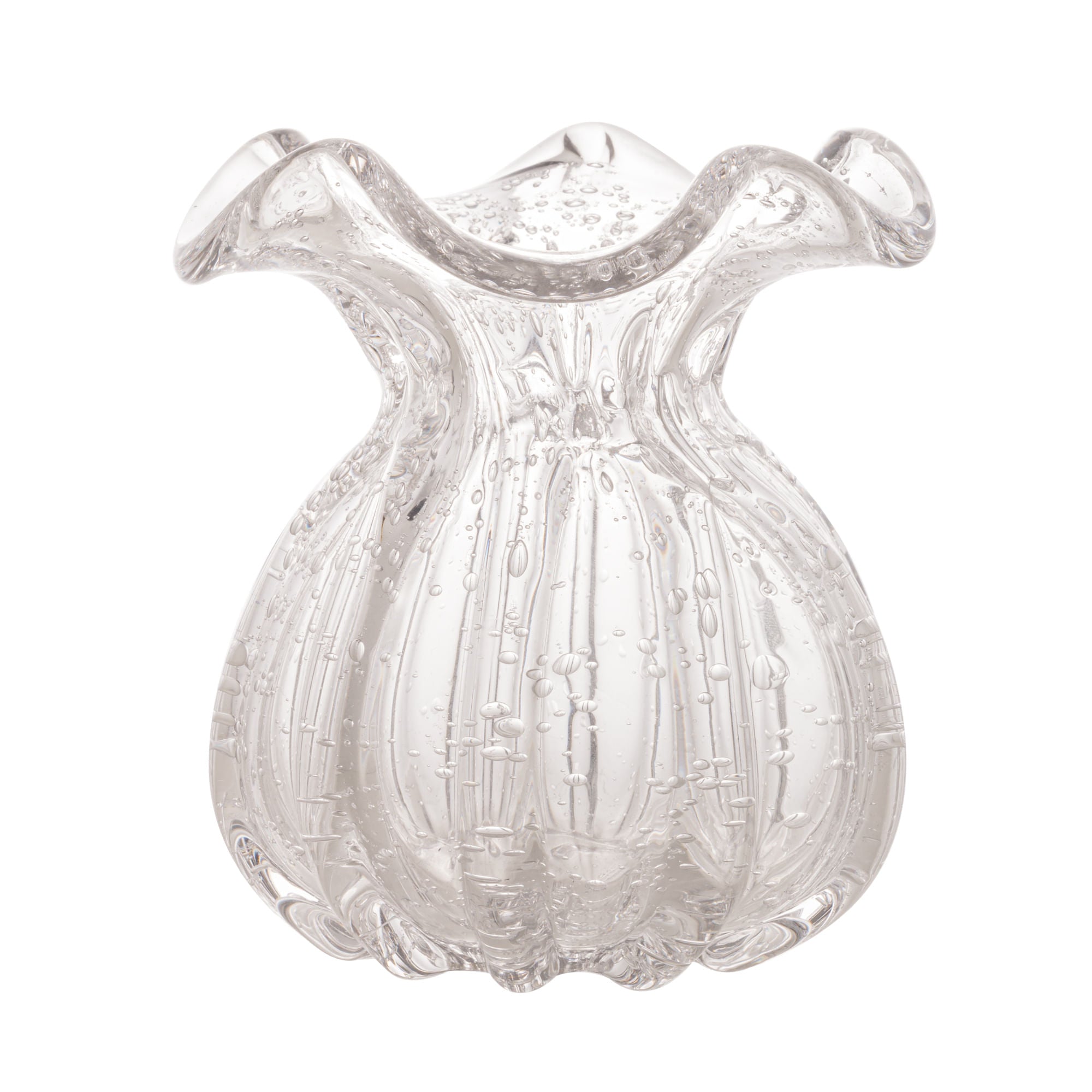 Vaso Murano Trouxinha de Vidro Italy Transparente 13 cm - Ela Decora