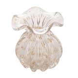 Vaso Murano Trouxinha de Vidro Italy Transparente e Dourado 11cm - Ela Decora