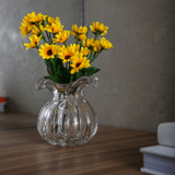 Vaso Murano Trouxinha de Vidro Italy Transparente e Dourado 13cm - Ela Decora