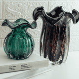 Vaso Murano Trouxinha de Vidro Italy Verde Esmeralda 13 cm - Ela Decora