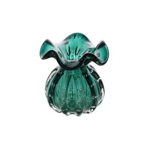 Vaso Murano Trouxinha de Vidro Italy Verde Esmeralda e Dourado 13cm - Ela Decora