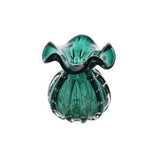 Vaso Murano Trouxinha de Vidro Italy Verde Esmeralda e Dourado 13cm - Ela Decora