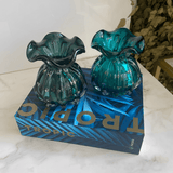 Vaso Murano Trouxinha de Vidro Italy Verde Esmeralda e Dourado 13cm - Ela Decora