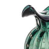 Vaso Murano Trouxinha de Vidro Italy Verde Esmeralda e Dourado 13cm - Ela Decora