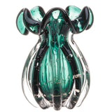 Vaso Murano Trouxinha de Vidro Italy Verde Esmeralda e Dourado 17cm - Ela Decora