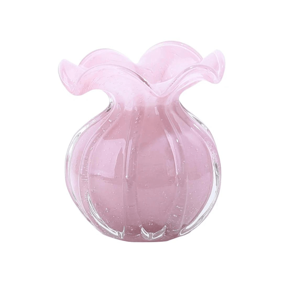 Vaso Murano Trouxinha de Vidro Rosa 12cm - Ela Decora