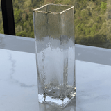 Vaso Quadrado Transparente com Borda Dourada 25,5cm - Ela Decora