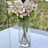 Vaso Quadrado Transparente com Borda Dourada 25,5cm - Ela Decora