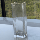 Vaso Quadrado Transparente com Borda Dourada 25,5cm - Ela Decora