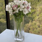 Vaso Quadrado Transparente com Borda Dourada 25,5cm - Ela Decora