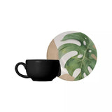 Xícara de Café com Pires Atlântica Preta 80ml - Ela Decora