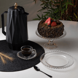 Xícara de Café com Pires de Cristal de Chumbo Borda Coração 80ml - Ela Decora