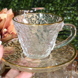 Xícara de Café Petra Cristal Ecológico com Pires e Borda Dourada 70ml - Ela Decora