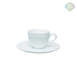 Xícara de Cafézinho Porcelana com Pires Mia Pérola Branco - 75 Ml - Ela Decora